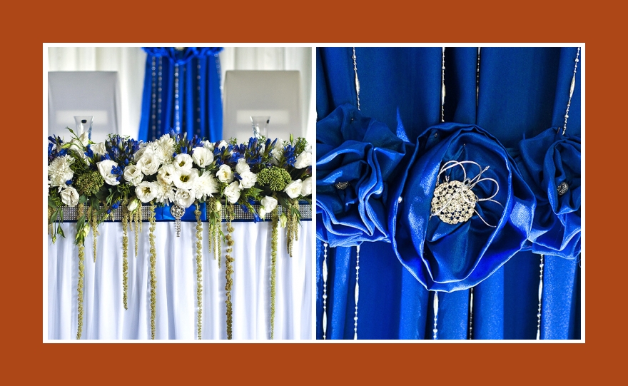 Tischdekoration Blumen weiss Blau Hochzeit Geburtstag